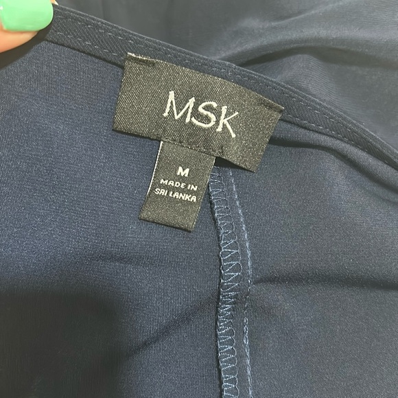 MSK WOMENS SLEEVELESS CASUAL  DRESS NAVY WITHE ALINE SILHOUETTE Sz MD - Picture 5 of 9